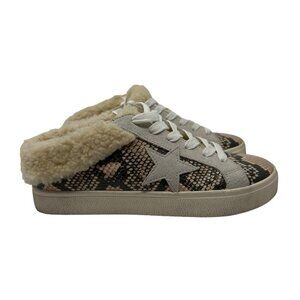 STEVE MADDEN Polaris Women's Reptile Print Beige Fur Lined Slip On Shoes Size 7M